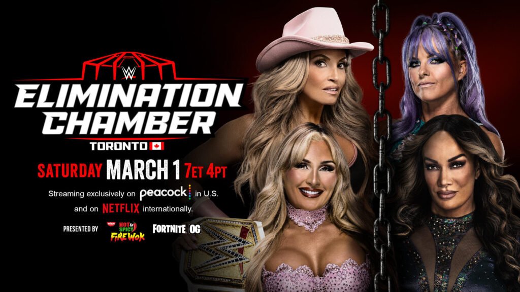 Tiffany Stratton and Trish Stratus vs. Nia Jax and Candice LeRae - WWE Elimination Chamber: Toronto (2025) – Match Card, Storylines and Predictions - Brain X Pedia
