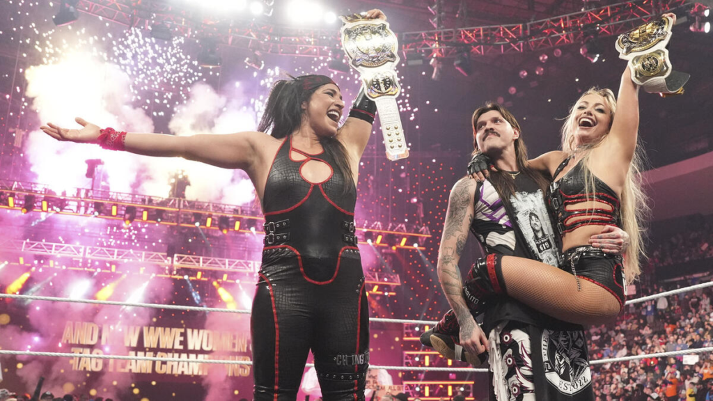 Bianca Belair and Naomi (c) vs. Liv Morgan and Raquel Rodriguez - WWE Women's Tag Team Championship - WWE Raw Results: Winners, Ratings, and Highlights From Feb. 24 - Brain X Pedia